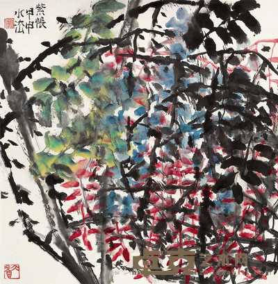 何水法 甲申(2004年)作 紫帐 镜心 69×68cm